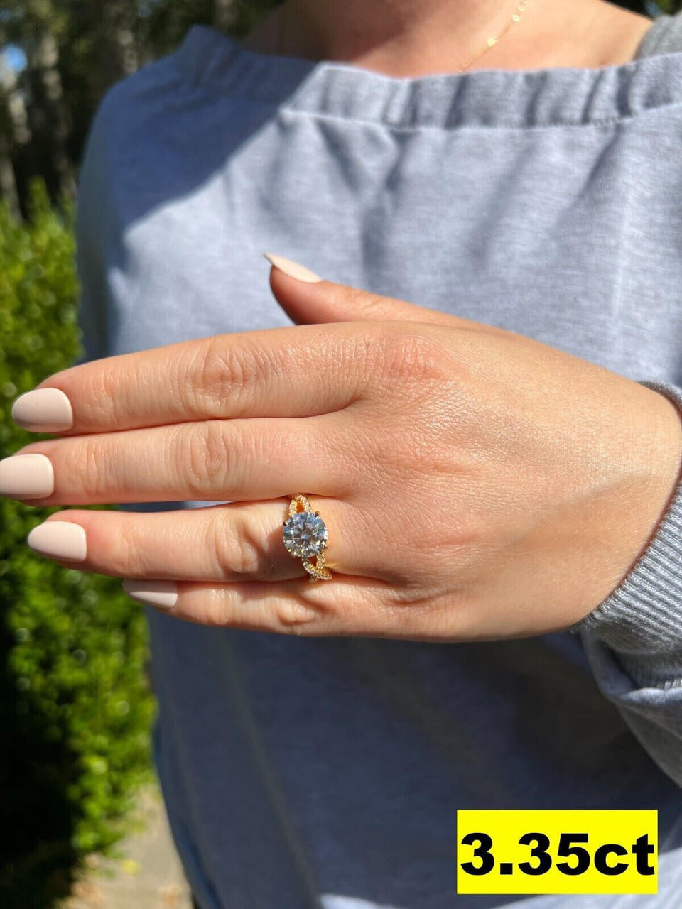 HarlemBling Moissanite Engagement Infinity Promise Ring 14k Gold Vermeil Real 925 Silver