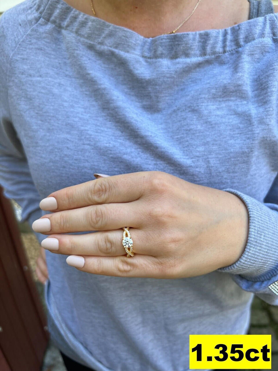 HarlemBling Moissanite Engagement Infinity Promise Ring 14k Gold Vermeil Real 925 Silver