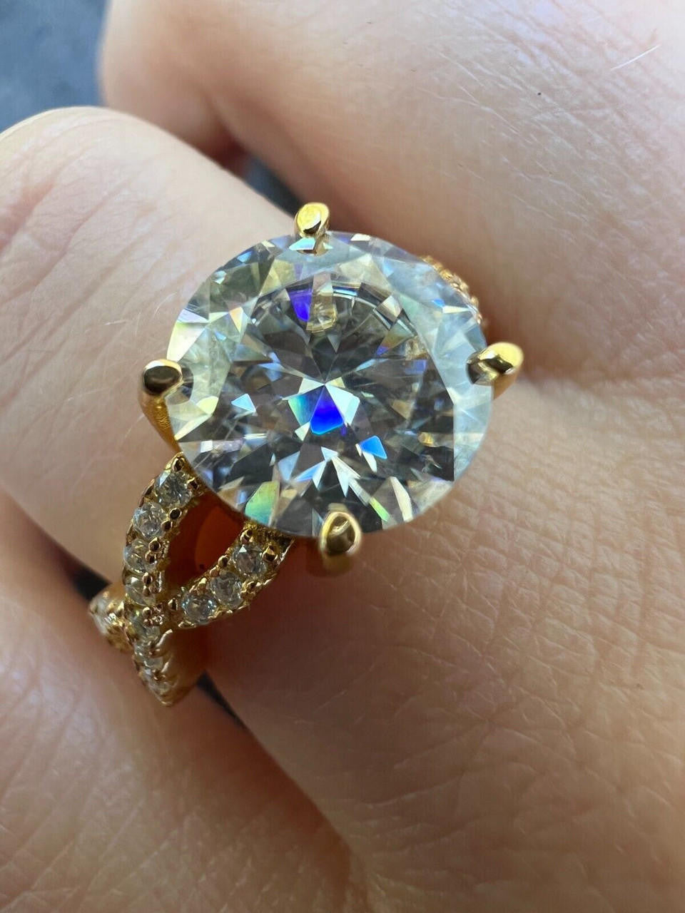 HarlemBling Moissanite Engagement Infinity Promise Ring 14k Gold Vermeil Real 925 Silver