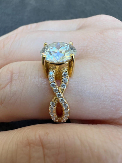HarlemBling Moissanite Engagement Infinity Promise Ring 14k Gold Vermeil Real 925 Silver