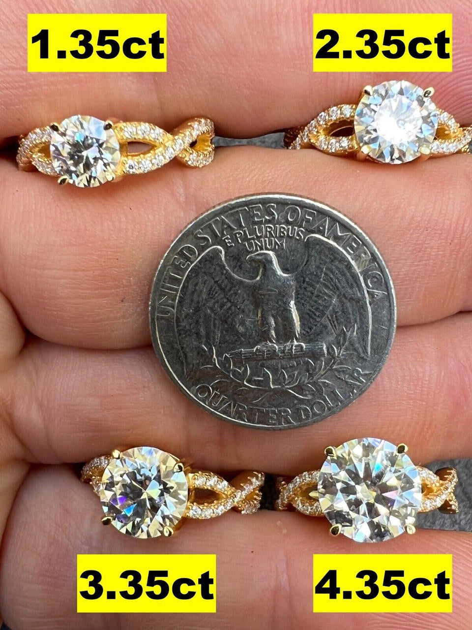 HarlemBling Moissanite Engagement Infinity Promise Ring 14k Gold Vermeil Real 925 Silver