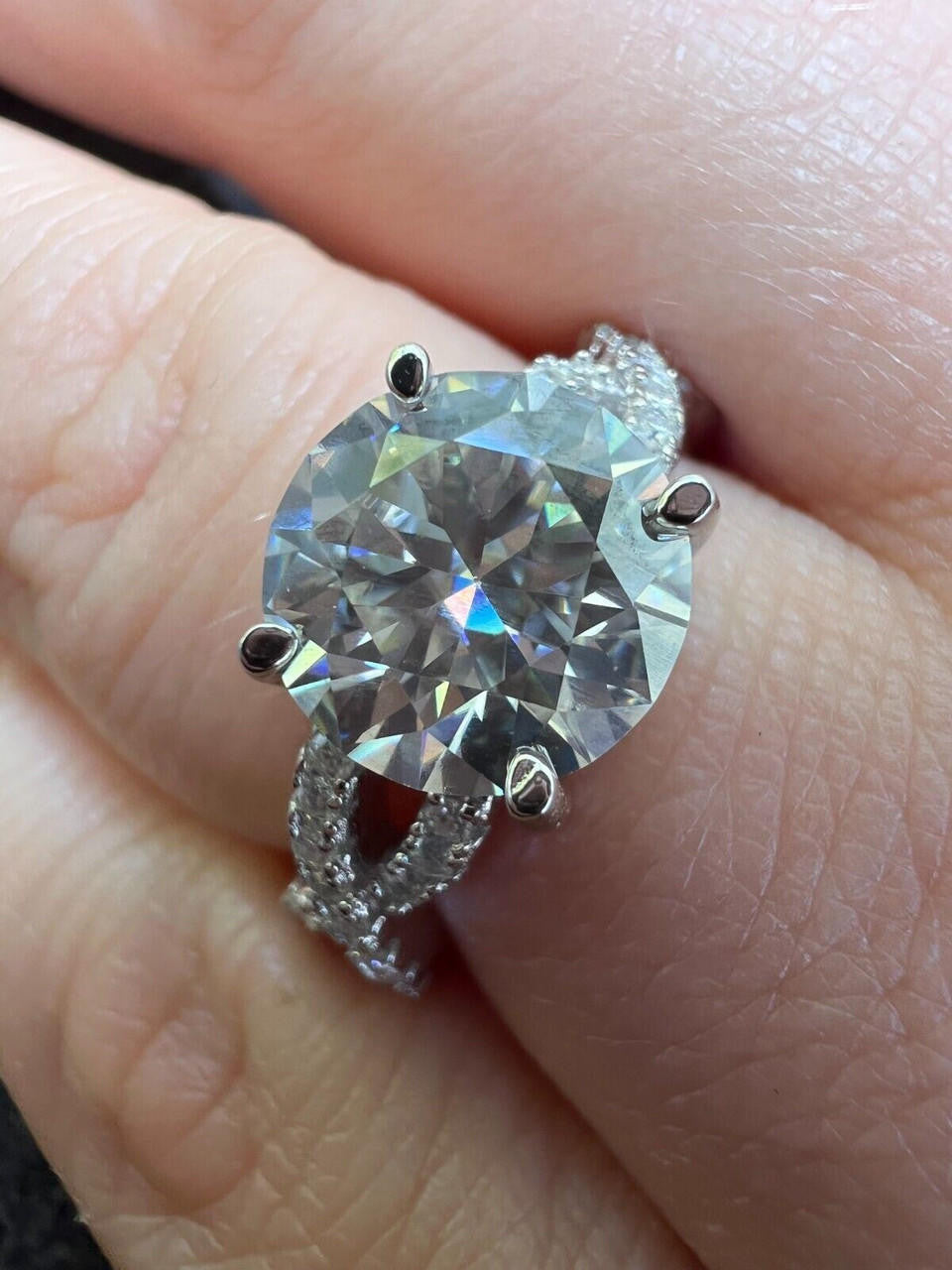 HarlemBling Moissanite Engagement Infinity Promise Ring Pass Diamond Tester Real 925 Silver