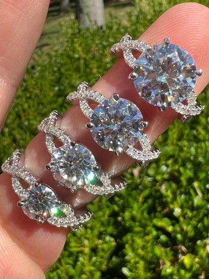 HarlemBling Moissanite Engagement Infinity Promise Ring Pass Diamond Tester Real 925 Silver