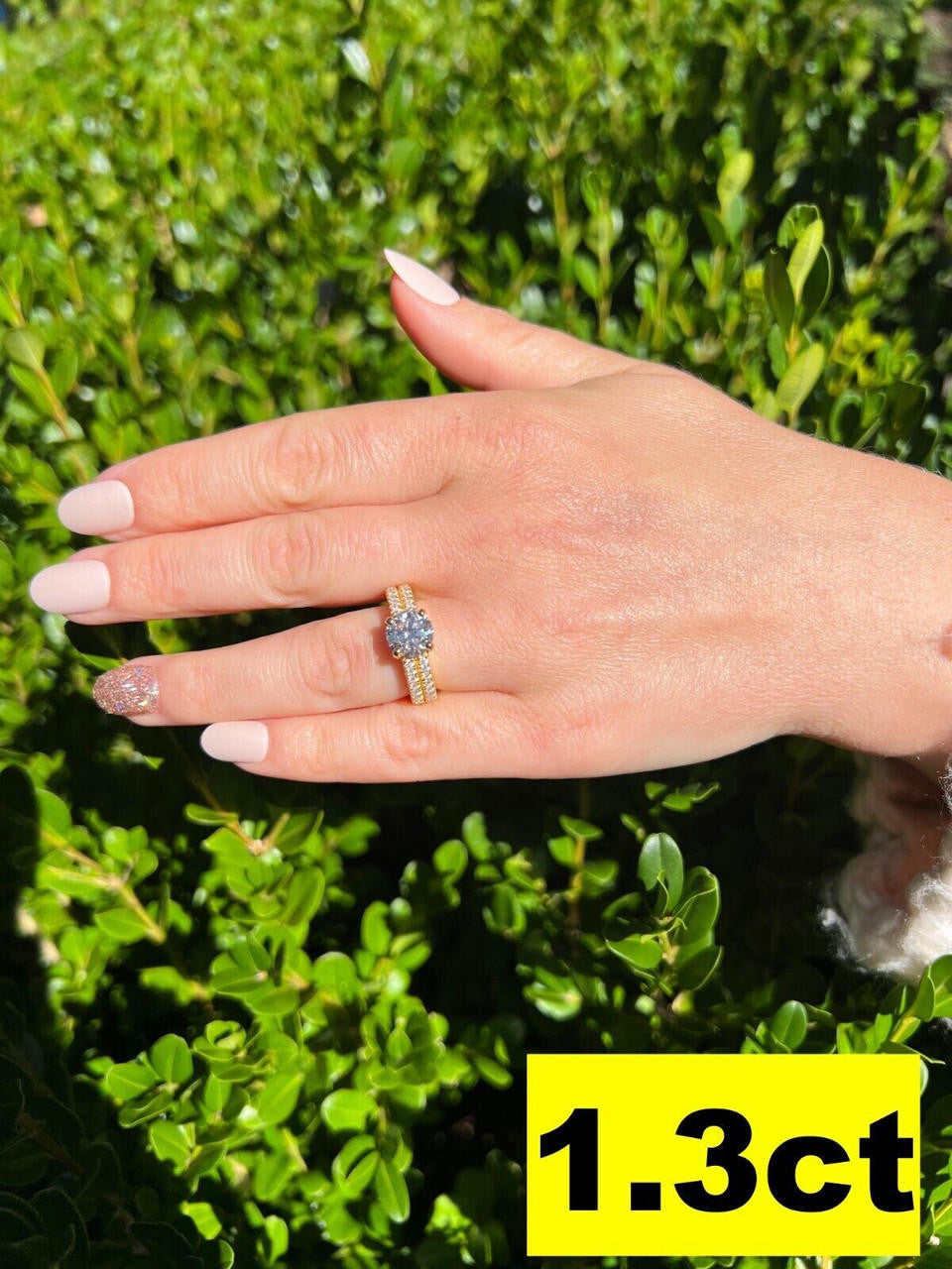 HarlemBling Moissanite Engagement Promise Ring Pass Diamond Test 14k Gold Vermeil 925 Silver