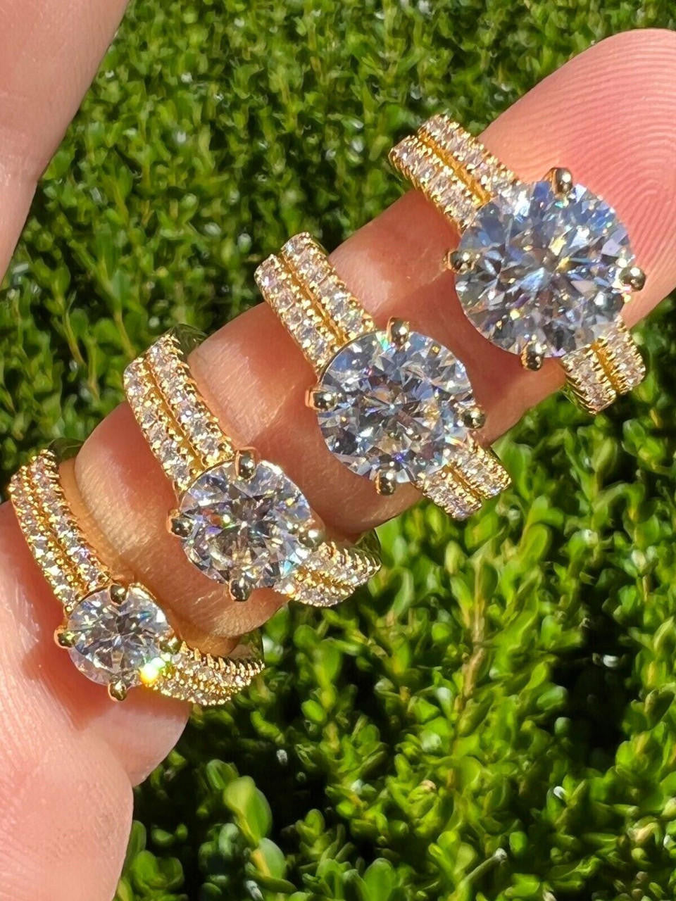 HarlemBling Moissanite Engagement Promise Ring Pass Diamond Test 14k Gold Vermeil 925 Silver