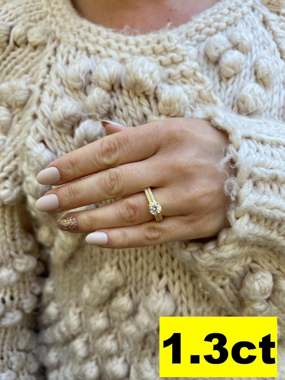 HarlemBling Moissanite Engagement Promise Ring Pass Diamond Test 14k Gold Vermeil 925 Silver