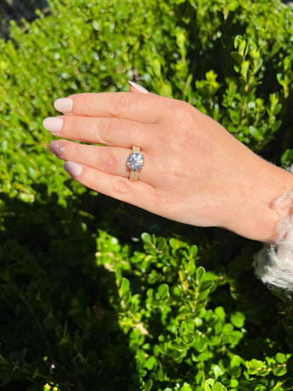 HarlemBling Moissanite Engagement Promise Ring Pass Diamond Test 14k Gold Vermeil 925 Silver