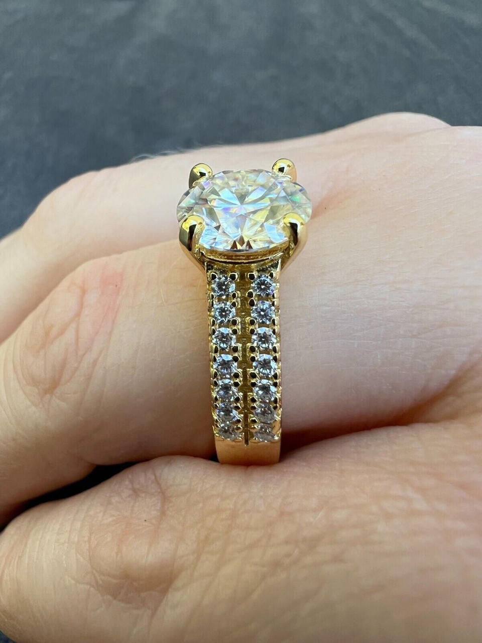 HarlemBling Moissanite Engagement Promise Ring Pass Diamond Test 14k Gold Vermeil 925 Silver