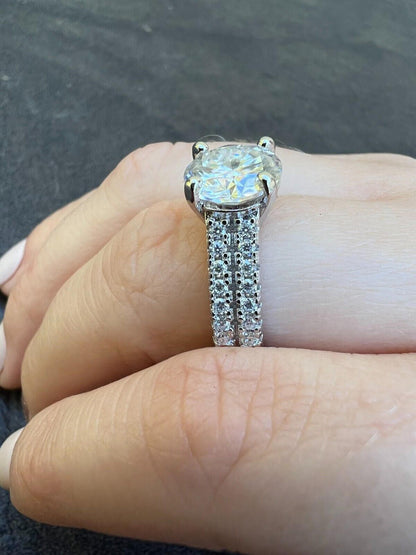 HarlemBling Moissanite Engagement Promise Ring Passes Diamond Tester 925 Silver 1.3ct-4.3ct