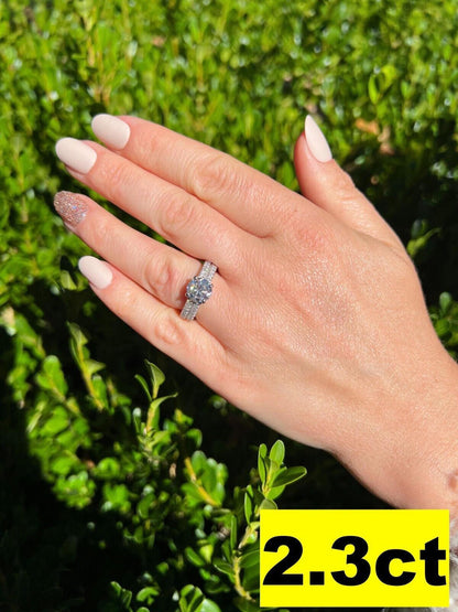 HarlemBling Moissanite Engagement Promise Ring Passes Diamond Tester 925 Silver 1.3ct-4.3ct