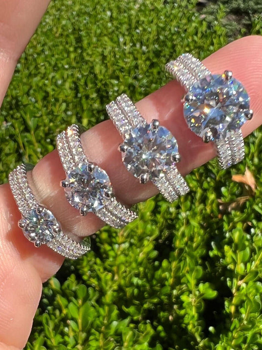 HarlemBling Moissanite Engagement Promise Ring Passes Diamond Tester 925 Silver 1.3ct-4.3ct