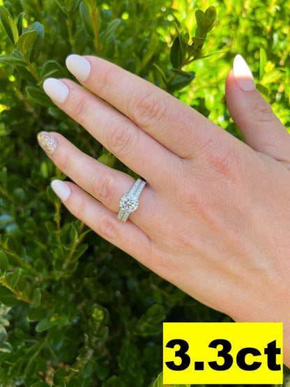 HarlemBling Moissanite Engagement Promise Ring Passes Diamond Tester 925 Silver 1.3ct-4.3ct