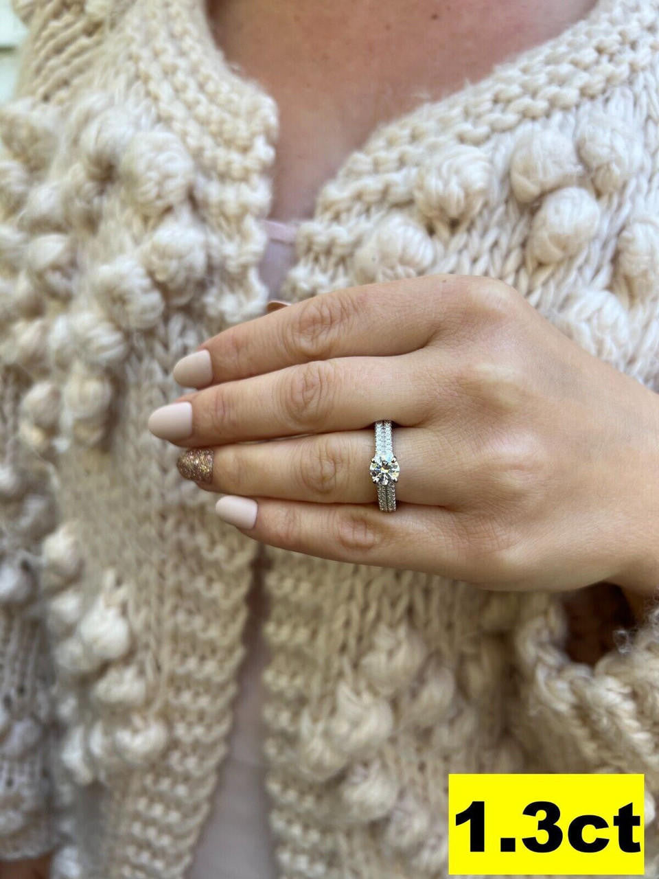 HarlemBling Moissanite Engagement Promise Ring Passes Diamond Tester 925 Silver 1.3ct-4.3ct