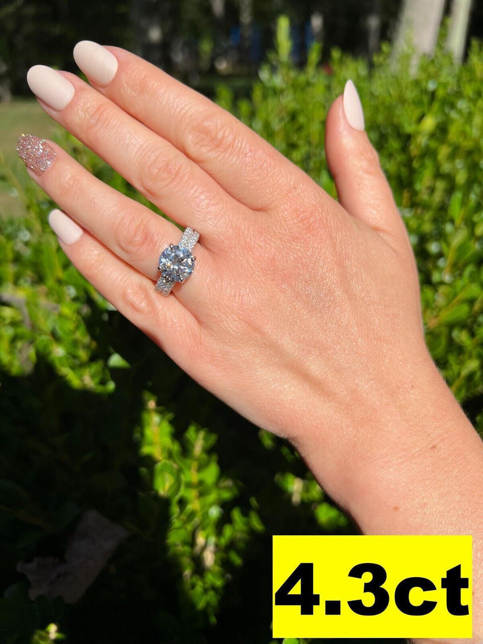 HarlemBling Moissanite Engagement Promise Ring Passes Diamond Tester 925 Silver 1.3ct-4.3ct