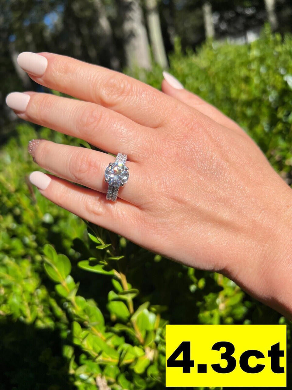 HarlemBling Moissanite Engagement Promise Ring Passes Diamond Tester 925 Silver 1.3ct-4.3ct