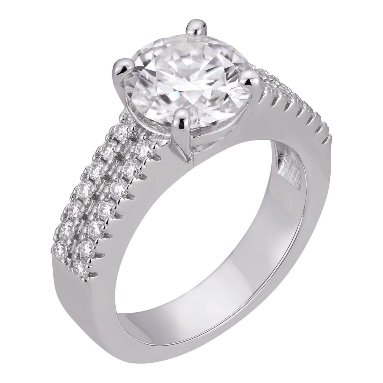 HarlemBling MOISSANITE Eternal Flame Engagament Ring - 925 Silver - 1.3ct-4.3ct TW