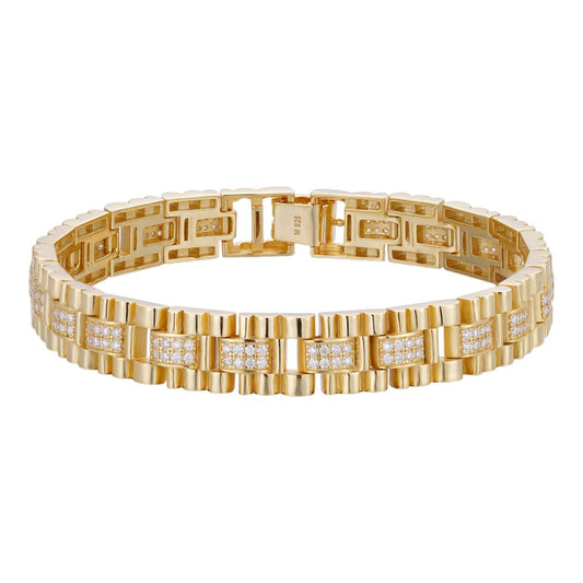 HarlemBling MOISSANITE Everyday Classic Presidential Custom Link Bracelet Iced Out - 14k Gold Vermeil 925 Silver - 10mm - 7.5"-8.5"