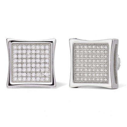 HarlemBling MOISSANITE Everyday Classic Square Iced Out Earrings - 925 Silver - 4mm -18mm