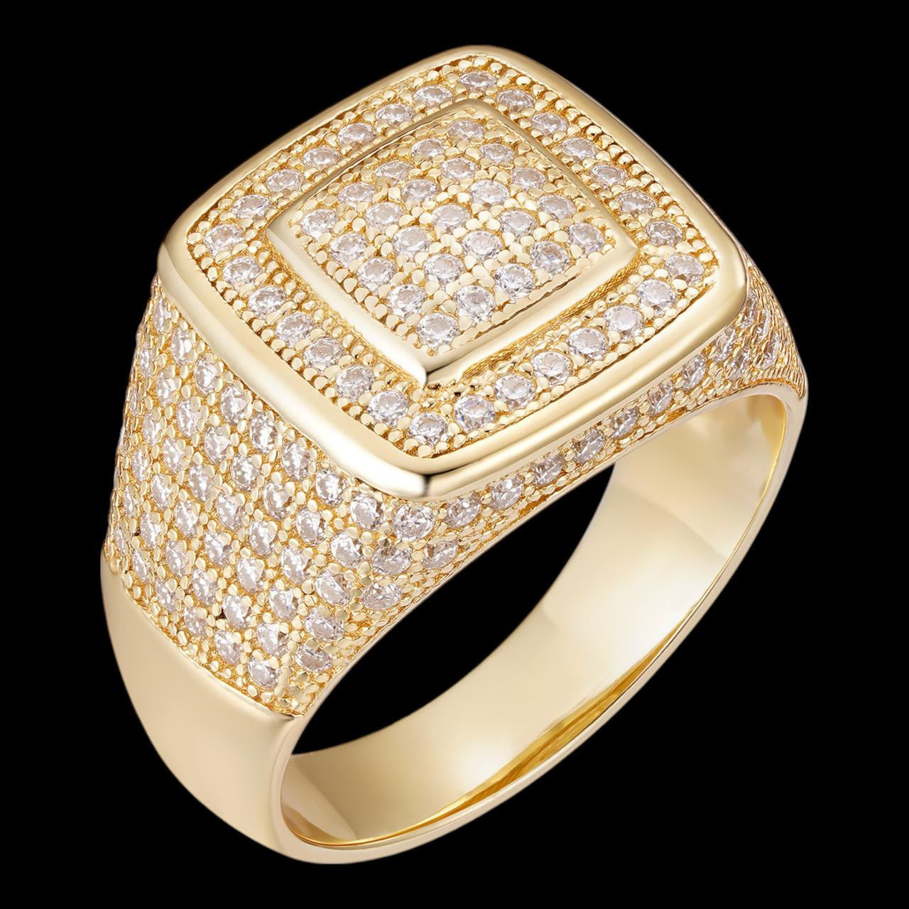 HarlemBling MOISSANITE Everyday Classic Square Iced Out Ring - 10k Yellow Gold
