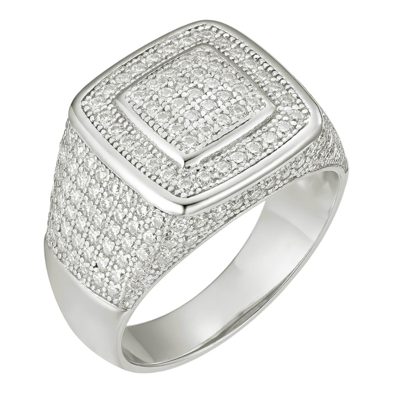 HarlemBling MOISSANITE Everyday Classic Square Iced Out Ring - 925 Silver