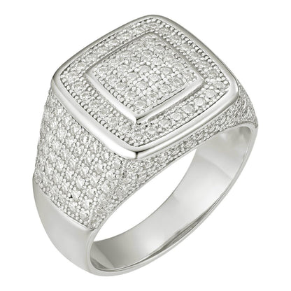 HarlemBling MOISSANITE Everyday Classic Square Iced Out Ring - 925 Silver