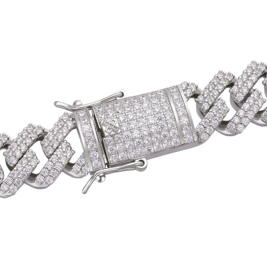 HarlemBling MOISSANITE Figarucci Prong Cuban Link Chain Necklace Iced Out - 925 Silver - 15mm - 18"-30"