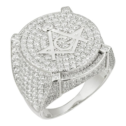 HarlemBling MOISSANITE Freemason - The Secret Iced Out Ring - 925 Silver