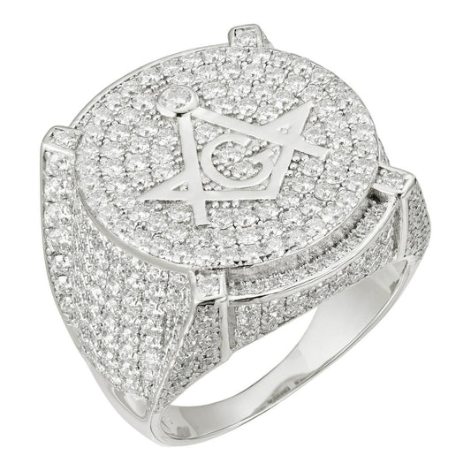 HarlemBling MOISSANITE Freemason - The Secret Iced Out Ring - 925 Silver