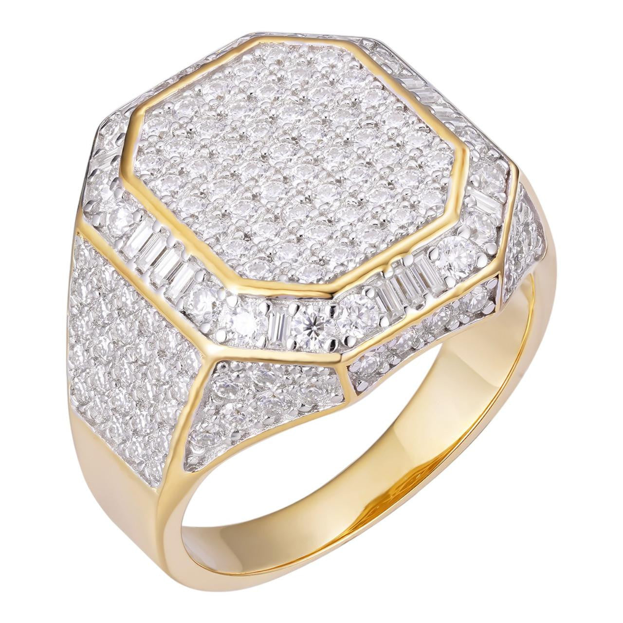 HarlemBling MOISSANITE Fresh Vibes Iced Out Ring - 14k Gold Vermeil 925 Silver