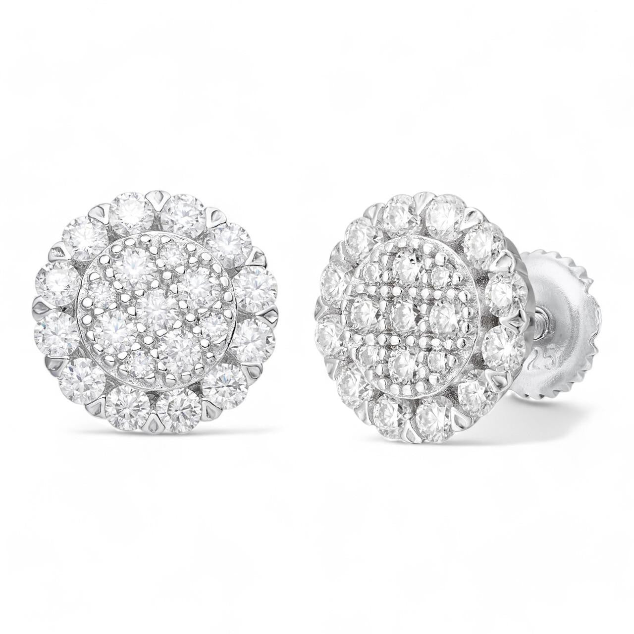 HarlemBling MOISSANITE Fully Iced Out Round Hip Hop Earrings - 925 Silver - 10.5mm