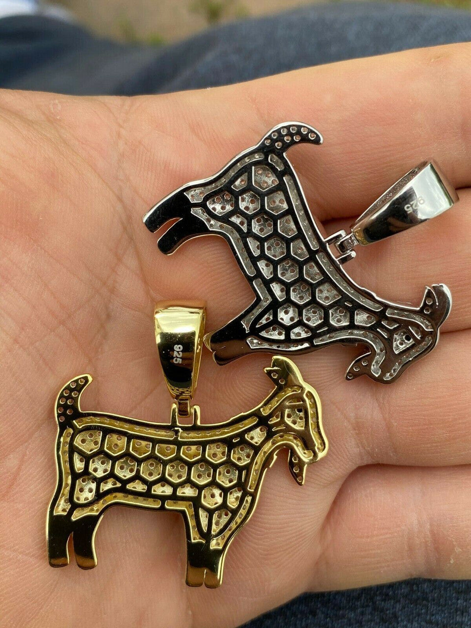 HarlemBling Moissanite GOAT Pendant Bling Necklace Iced Gold Silver Mens Pass Diamond Tester