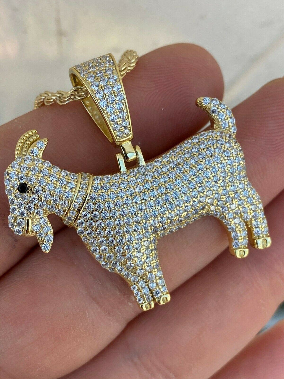 HarlemBling Moissanite GOAT Pendant Bling Necklace Iced Gold Silver Mens Pass Diamond Tester