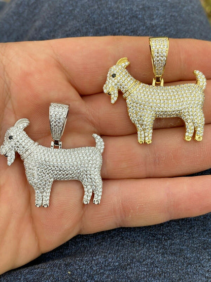 HarlemBling Moissanite GOAT Pendant Bling Necklace Iced Gold Silver Mens Pass Diamond Tester