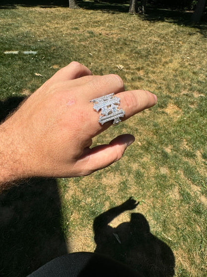 HarlemBling MOISSANITE Gothic Cross Baguette Iced Out Ring - 14k Gold Vermeil 925 Silver