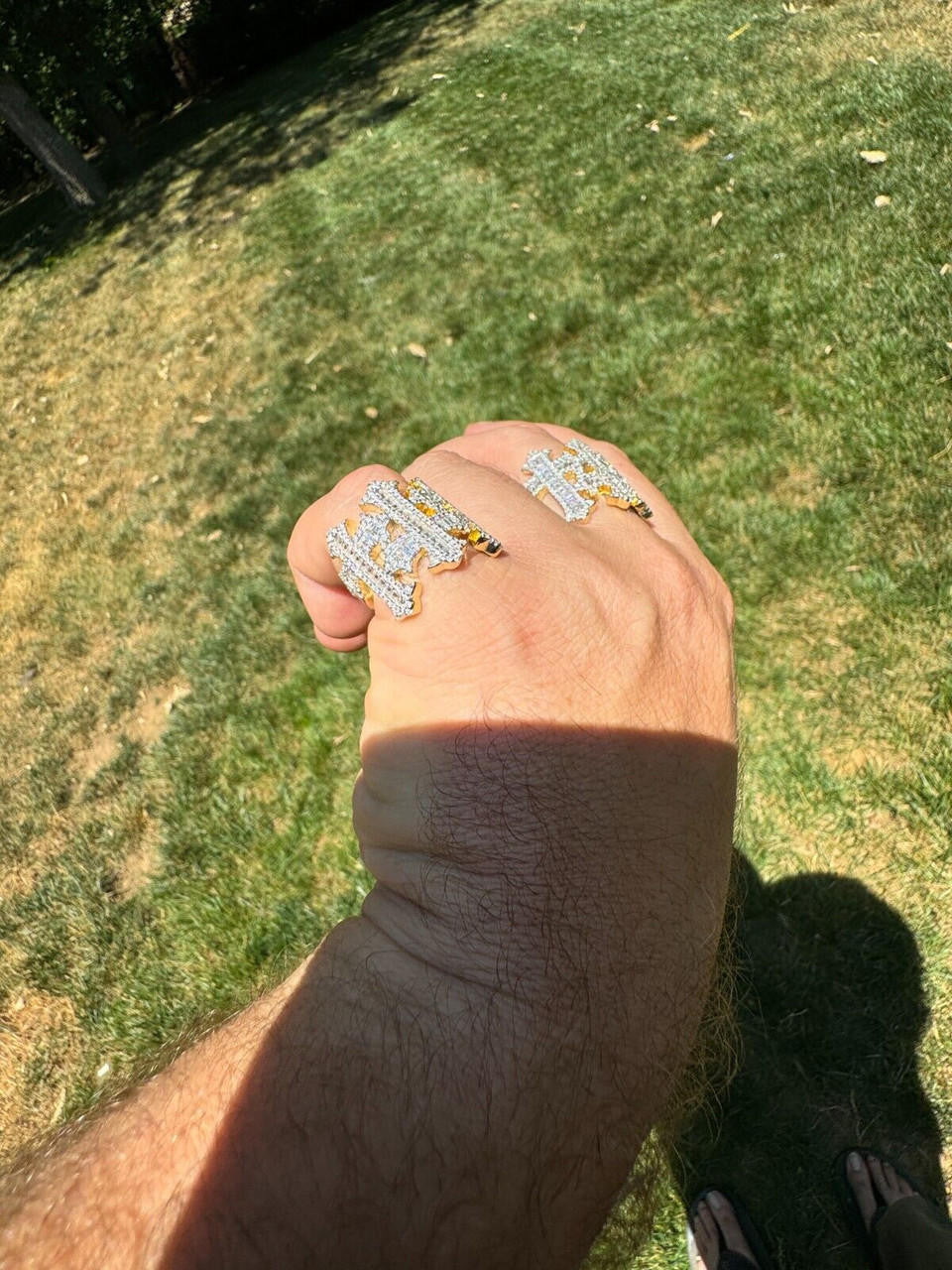 HarlemBling MOISSANITE Gothic Cross Baguette Iced Out Ring - 14k Gold Vermeil 925 Silver