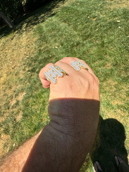 HarlemBling MOISSANITE Gothic Cross Baguette Iced Out Ring - 14k Gold Vermeil 925 Silver