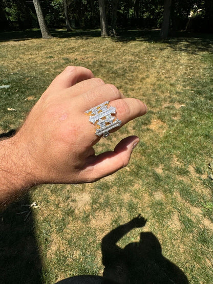 HarlemBling MOISSANITE Gothic Cross Baguette Iced Out Ring - 14k Gold Vermeil 925 Silver