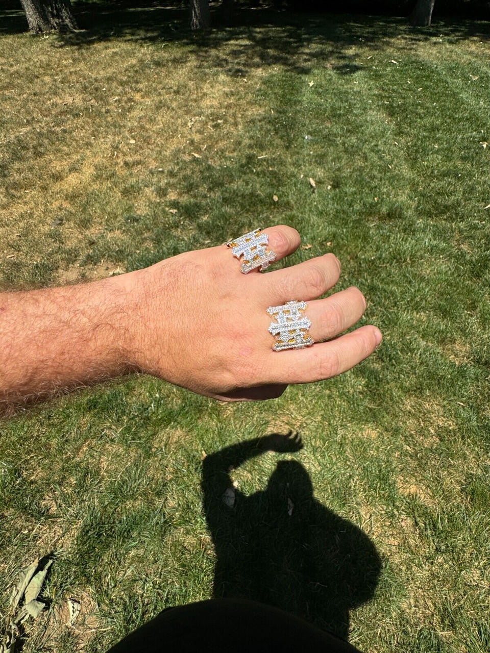 HarlemBling MOISSANITE Gothic Cross Baguette Iced Out Ring - 14k Gold Vermeil 925 Silver