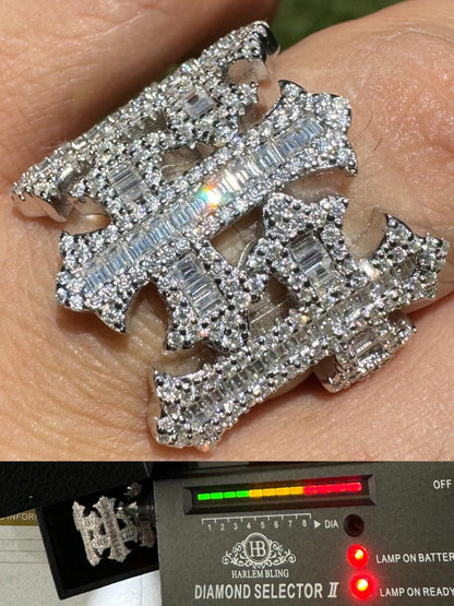 HarlemBling MOISSANITE Gothic Cross Baguette Iced Out Ring - 925 Silver