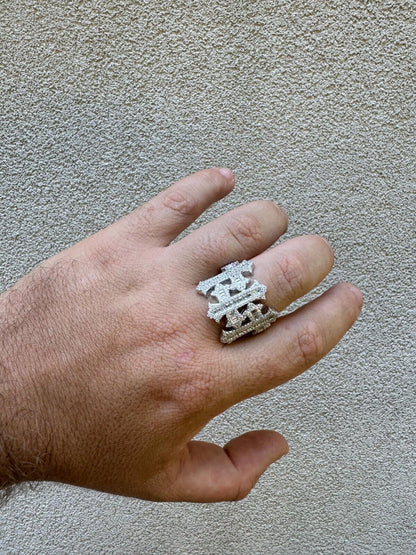 HarlemBling MOISSANITE Gothic Cross Baguette Iced Out Ring - 925 Silver