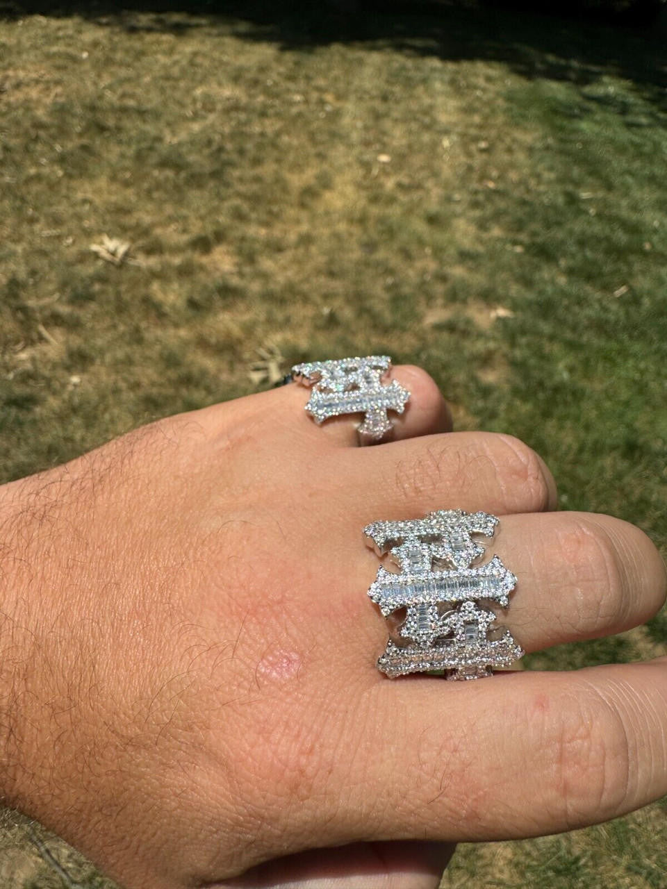 HarlemBling MOISSANITE Gothic Cross Baguette Iced Out Ring - 925 Silver