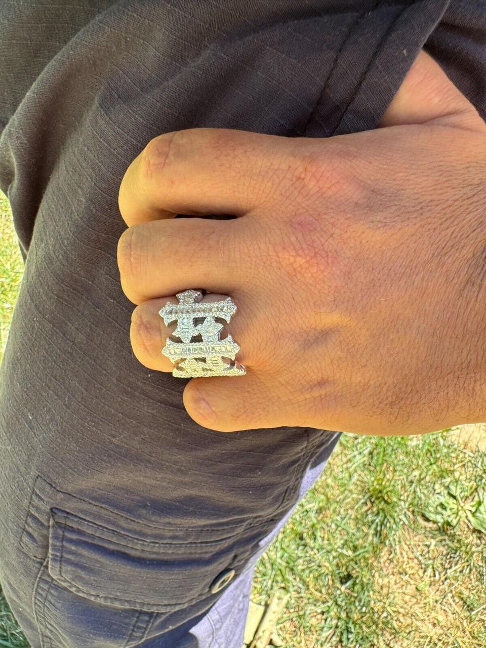 HarlemBling MOISSANITE Gothic Cross Baguette Iced Out Ring - 925 Silver