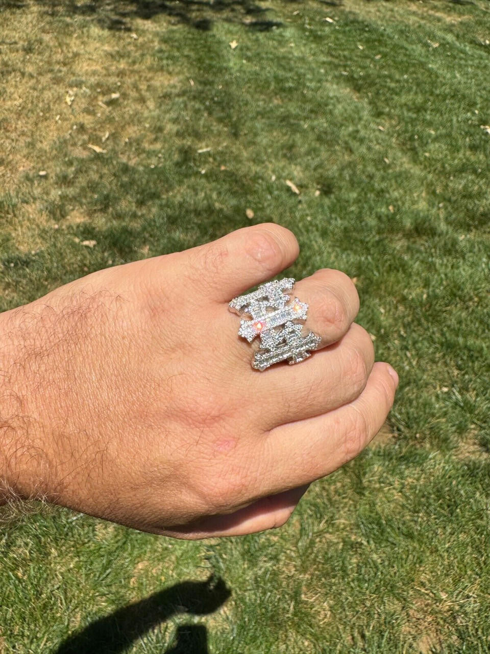 HarlemBling MOISSANITE Gothic Cross Baguette Iced Out Ring - 925 Silver