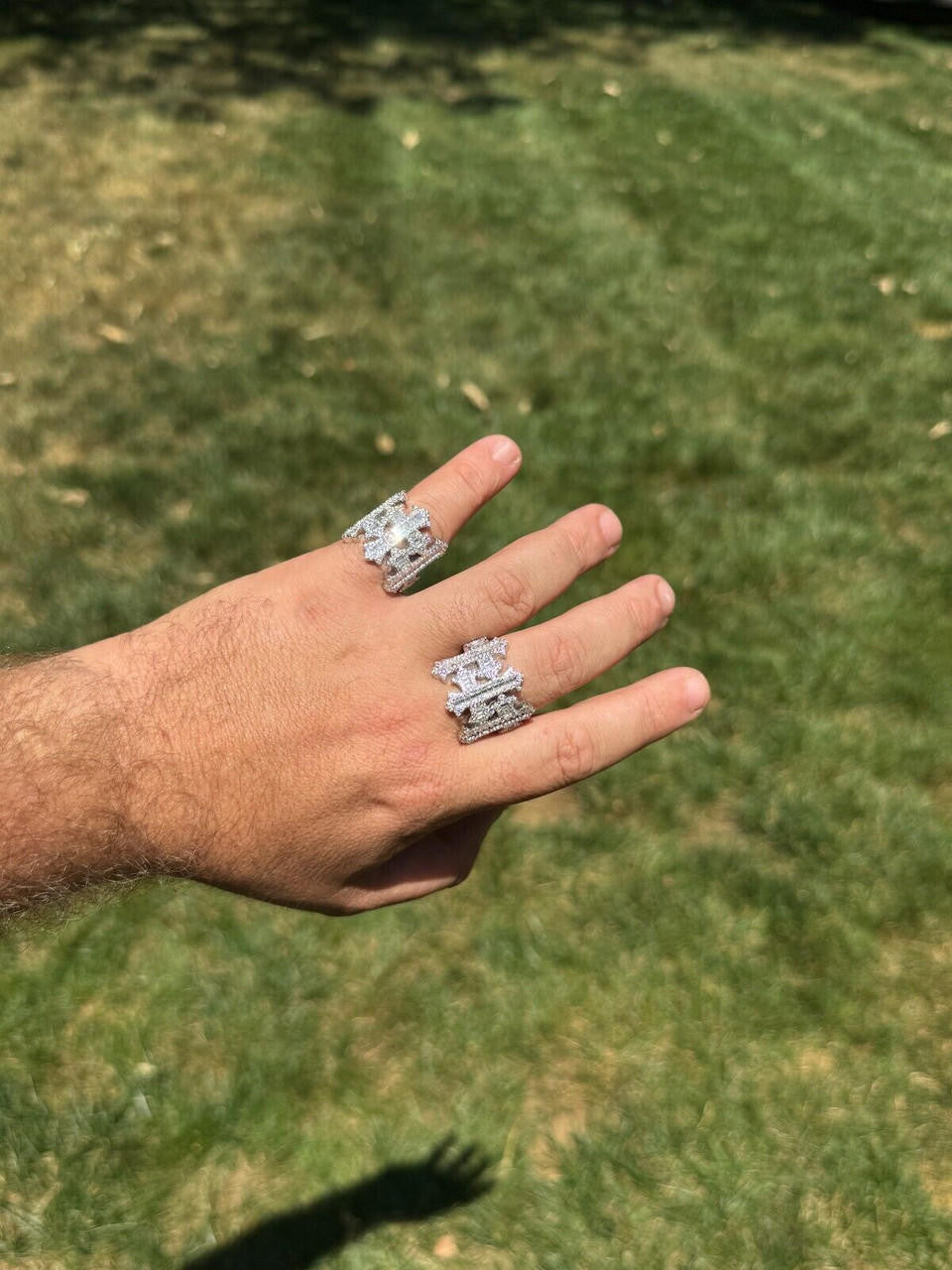 HarlemBling MOISSANITE Gothic Cross Baguette Iced Out Ring - 925 Silver