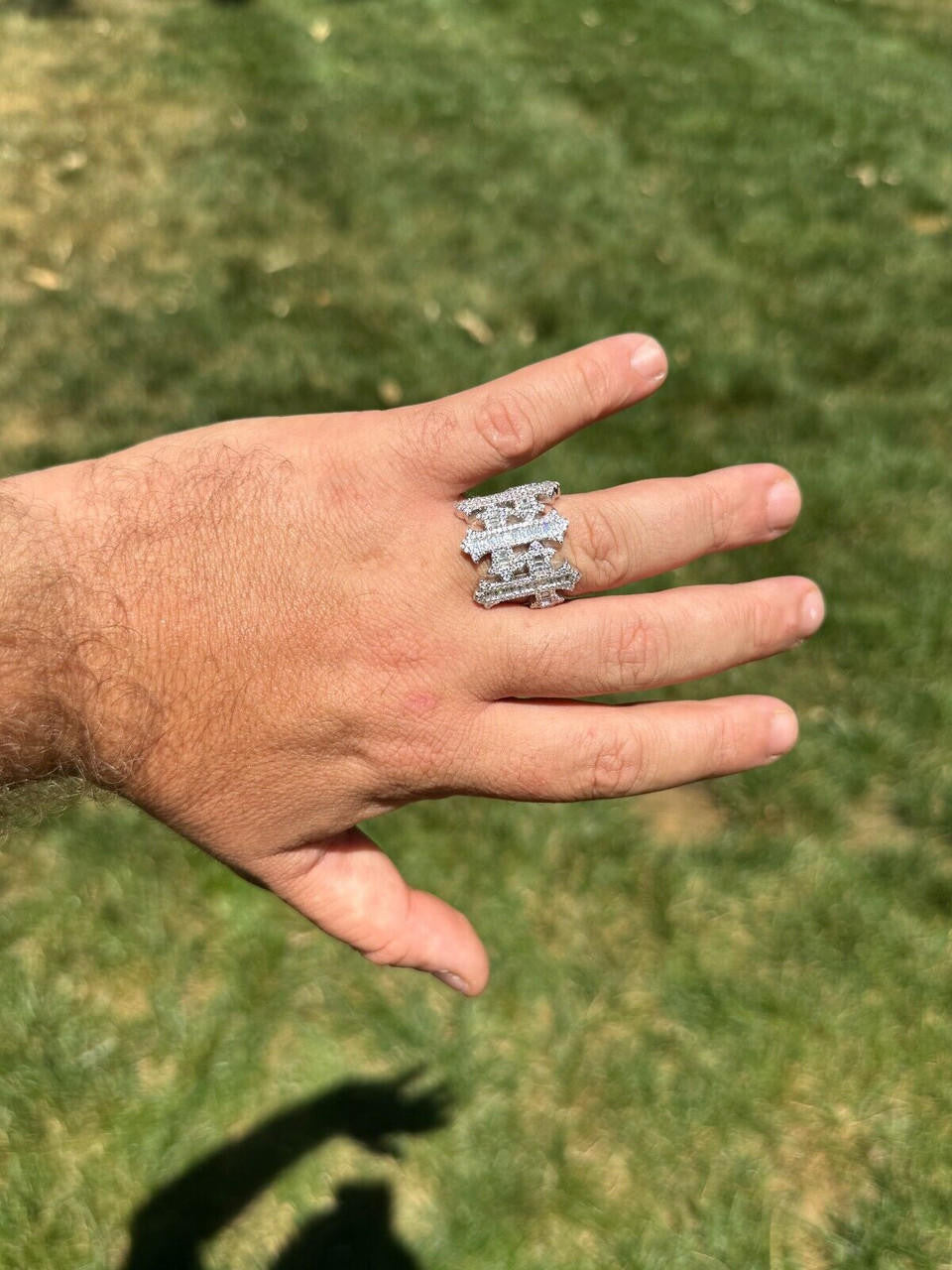 HarlemBling MOISSANITE Gothic Cross Baguette Iced Out Ring - 925 Silver