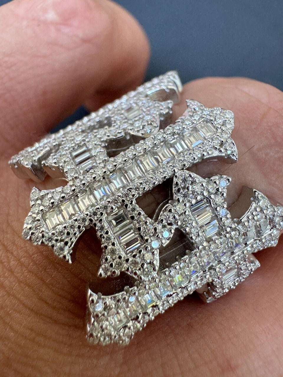 HarlemBling MOISSANITE Gothic Cross Baguette Iced Out Ring - 925 Silver