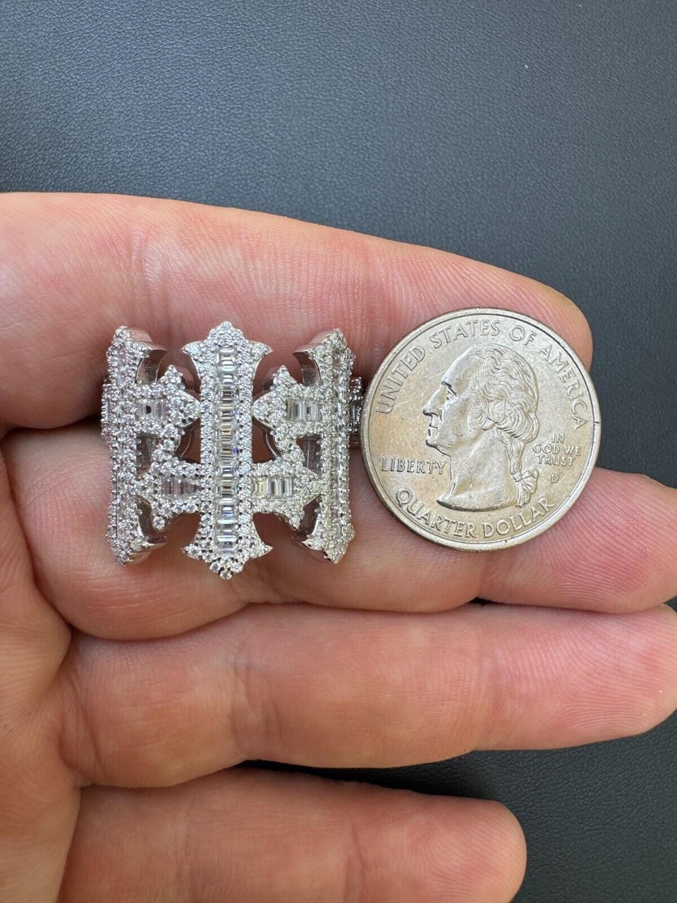 HarlemBling MOISSANITE Gothic Cross Baguette Iced Out Ring - 925 Silver