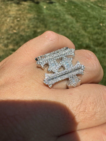 HarlemBling MOISSANITE Gothic Cross Baguette Iced Out Ring - 925 Silver