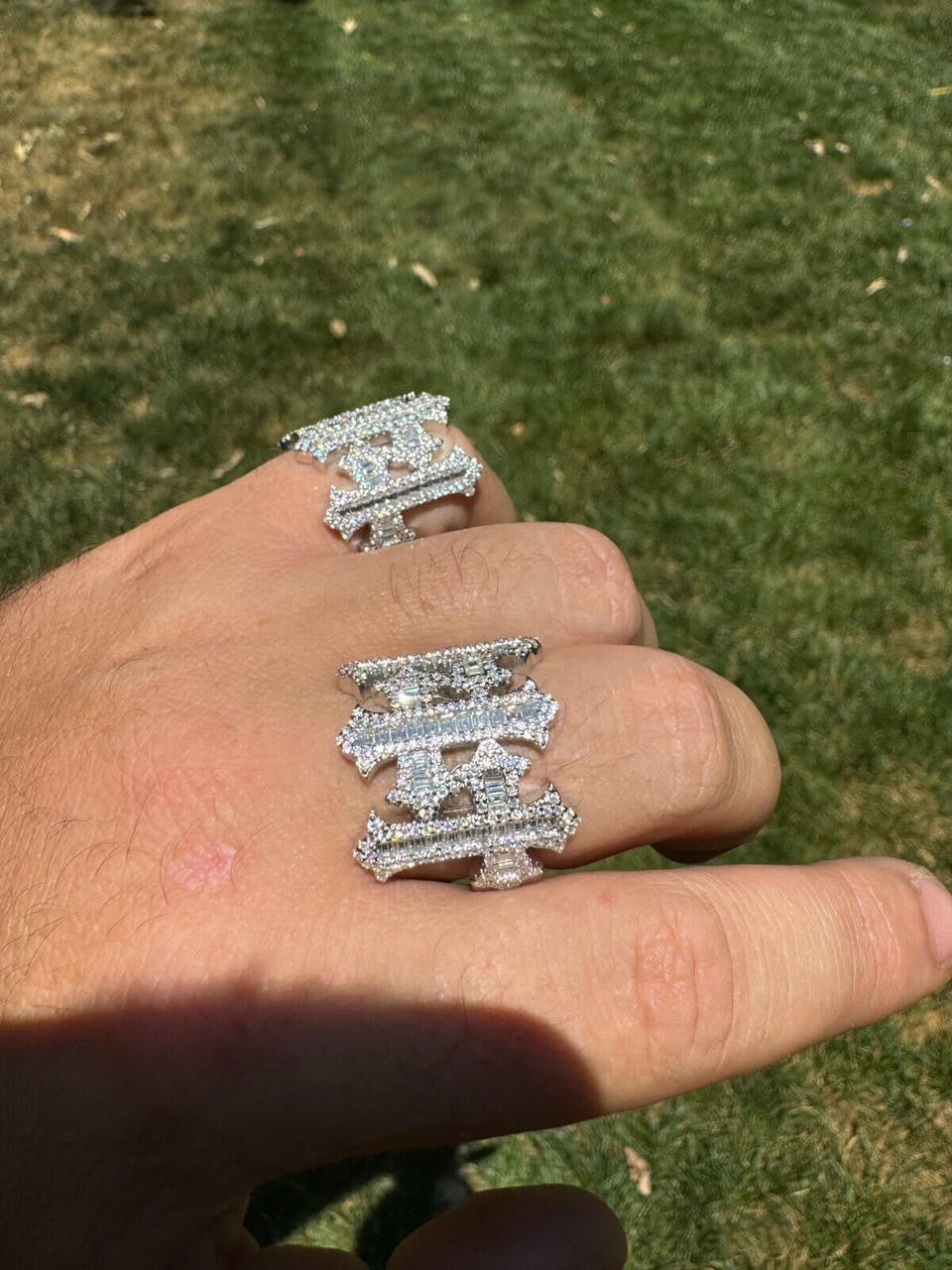 HarlemBling MOISSANITE Gothic Cross Baguette Iced Out Ring - 925 Silver