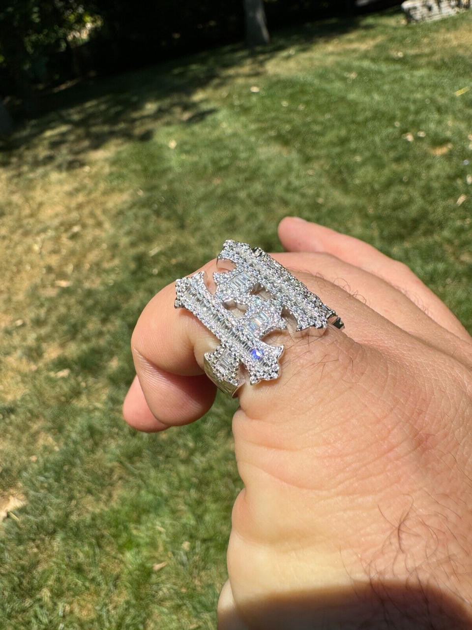 HarlemBling MOISSANITE Gothic Cross Baguette Iced Out Ring - 925 Silver